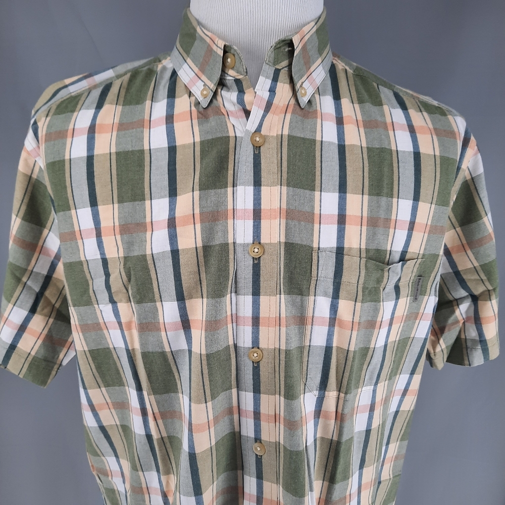 Woolrich Plaid Short Sleeve Shirt Men's Large Button Down